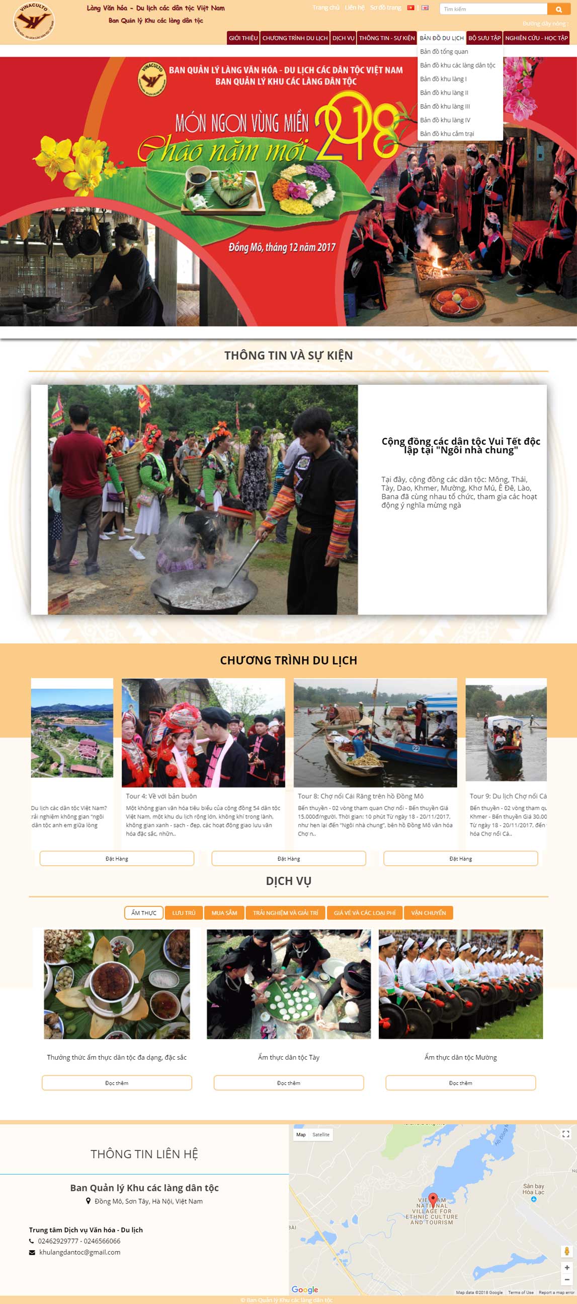 Giao diện website du lịch Làng văn hóa dân tộc Việt Nam